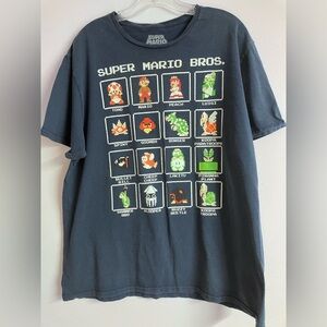 Super Mario Men’s T Shirt, XL, Navy Blue, Short Sleeves